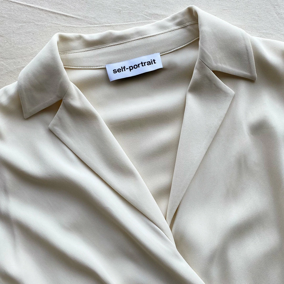 Self-portrait Ivory Wrap Midi Dress READY TO WEAR