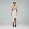 Self-portrait Ivory Wrap Midi Skirt READY TO WEAR