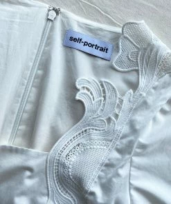 Self-portrait White Broderie Scallop Organic Cotton Midi Dress