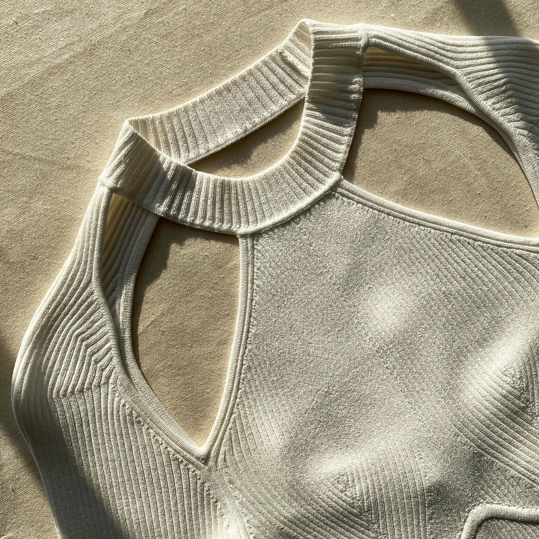 Self-portrait White Knit Scallop Edge Midi Dress