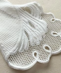 Self-portrait White Inserted Lace Ribbed Knit Cardigan READY TO WEAR