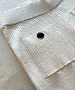 Self-portrait Ivory Inserted Lace Ribbed Knit Trouser