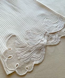 Self-portrait Ivory Inserted Lace Ribbed Knit Trouser