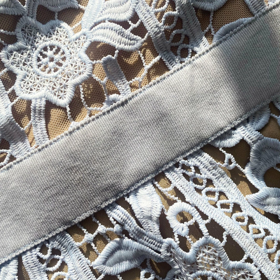 Self-portrait Blue Tiered Guipure Lace Midi Dress READY TO WEAR