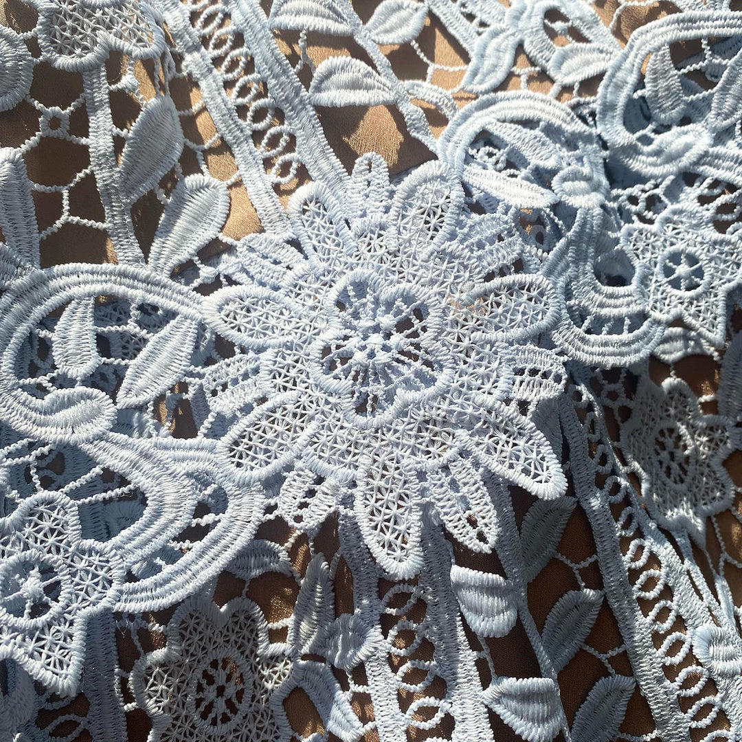 Self-portrait Blue Tiered Guipure Lace Midi Dress READY TO WEAR