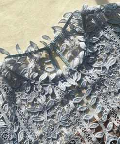 Self-portrait Blue Tiered Guipure Lace Midi Dress READY TO WEAR