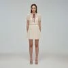 Self-portrait READY TO WEAR Ivory Macrame Lace Chiffon Mini Dress