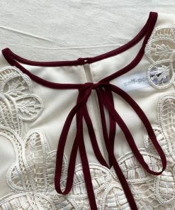 Self-portrait READY TO WEAR Ivory Macrame Lace Chiffon Mini Dress