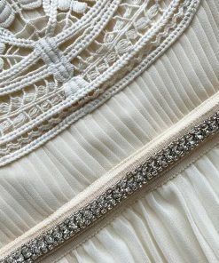 Self-portrait READY TO WEAR Ivory Macrame Lace Chiffon Mini Dress