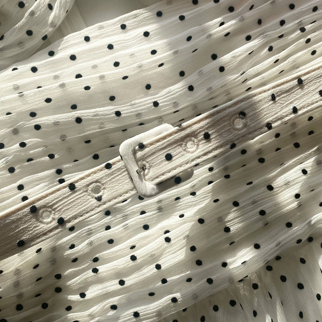 Self-portrait READY TO WEAR White Crinkle Chiffon Dot Mini Dress