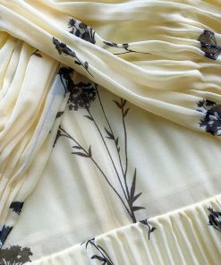 Self-portrait Yellow Floral Silhouette Chiffon Crossover Midi Dress