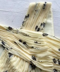 Self-portrait Yellow Floral Silhouette Chiffon Crossover Midi Dress