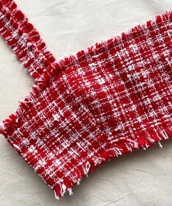 Self-portrait Red Boucle Crop Top READY TO WEAR