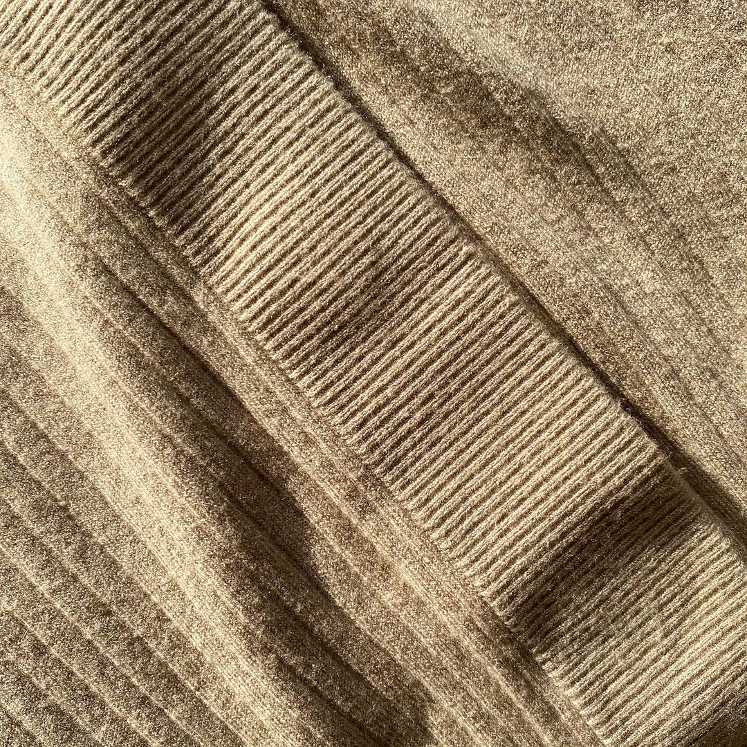 Self-portrait Taupe Ribbed Knit Slouchy Midi Dress READY TO WEAR