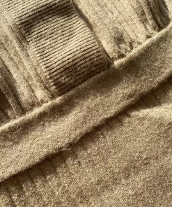 Self-portrait Taupe Ribbed Knit Slouchy Midi Dress READY TO WEAR