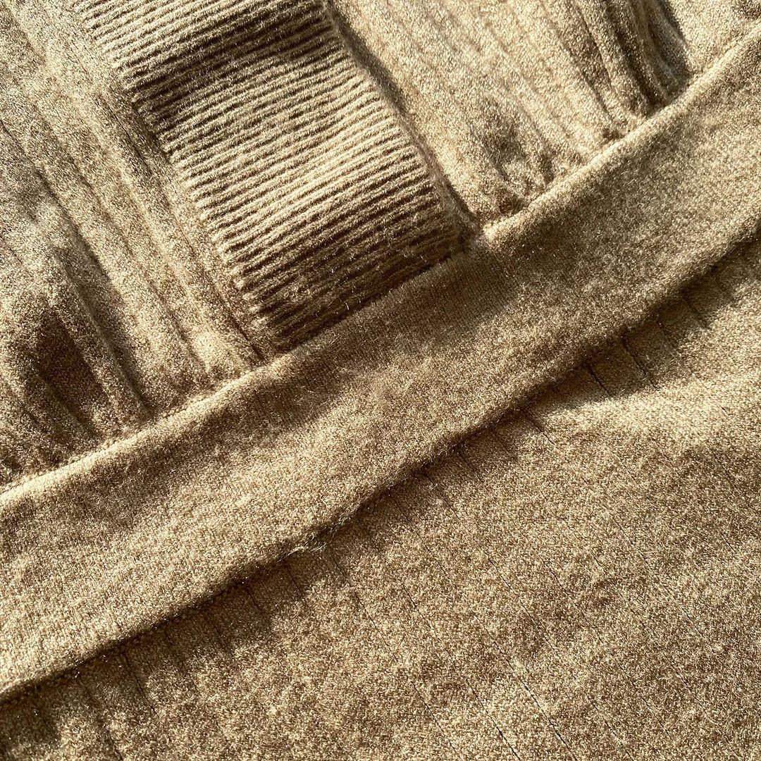 Self-portrait Taupe Ribbed Knit Slouchy Midi Dress READY TO WEAR