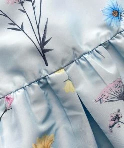 Self-portrait Blue Floral Watercolour Taffeta Midi Dress READY TO WEAR