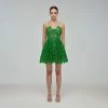 Self-portrait READY TO WEAR Deep Green Azaelea Mini Dress