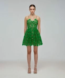Self-portrait READY TO WEAR Deep Green Azaelea Mini Dress