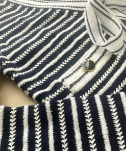 Self-portrait Navy Rope Knit Cardigan