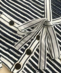 Self-portrait Navy Rope Knit Cardigan