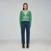 Self-portrait Green Rope Knit Cardigan
