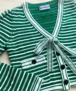 Self-portrait Green Rope Knit Cardigan