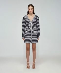 Self-portrait Navy Rope Knit Skirt READY TO WEAR