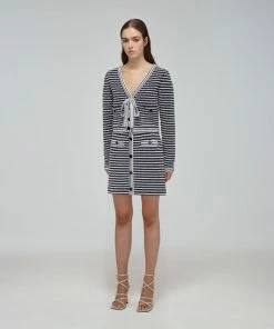 Self-portrait Navy Rope Knit Skirt READY TO WEAR