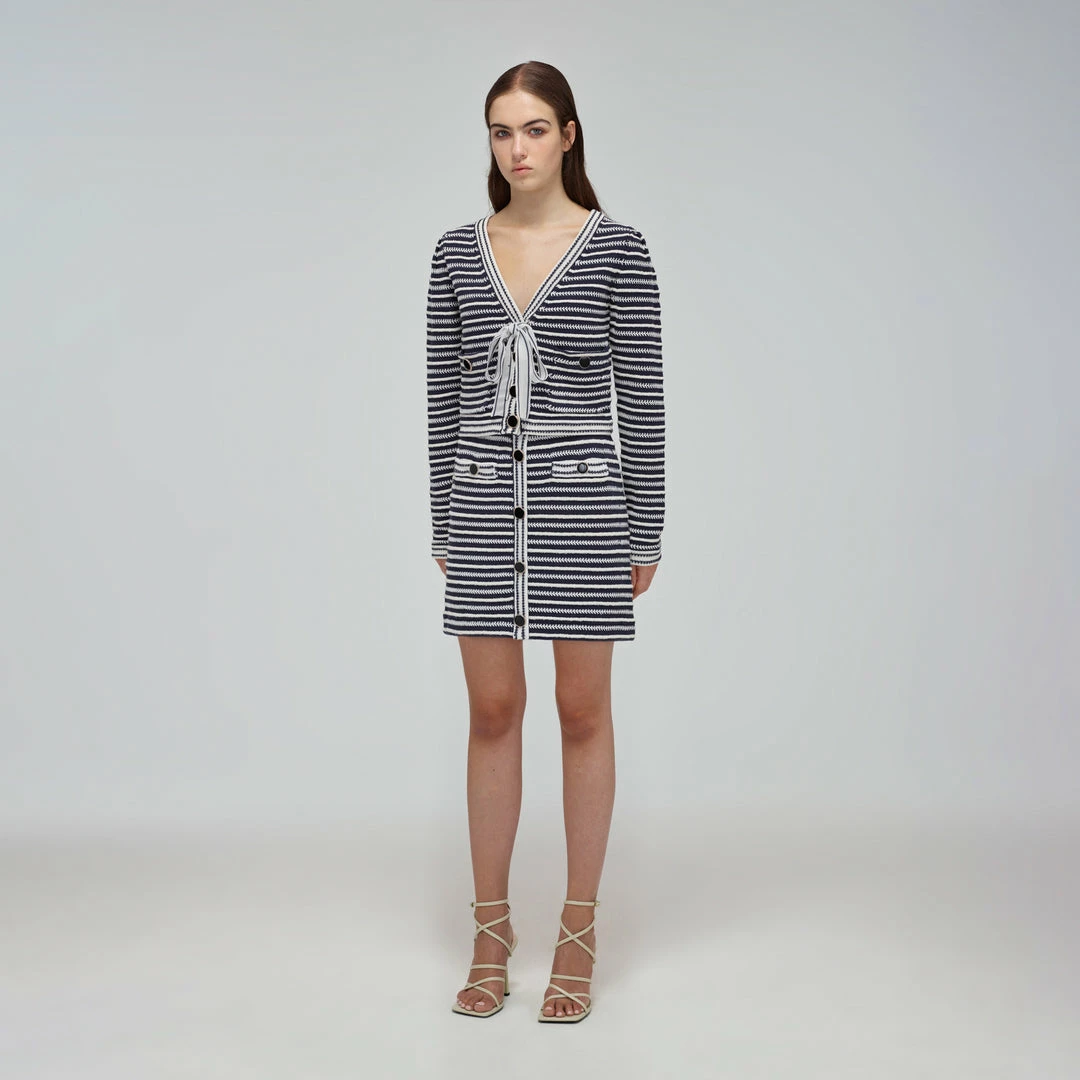 Self-portrait Navy Rope Knit Skirt READY TO WEAR