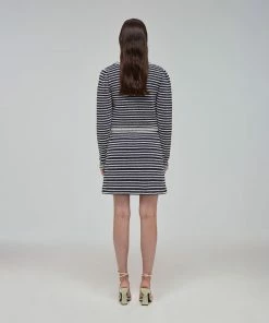 Self-portrait Navy Rope Knit Skirt READY TO WEAR