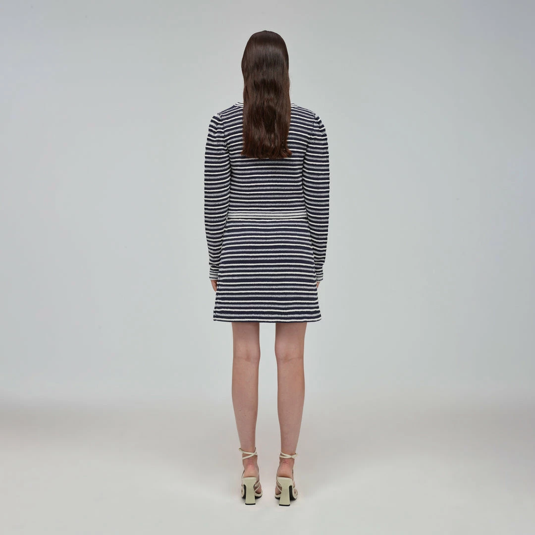 Self-portrait Navy Rope Knit Skirt READY TO WEAR