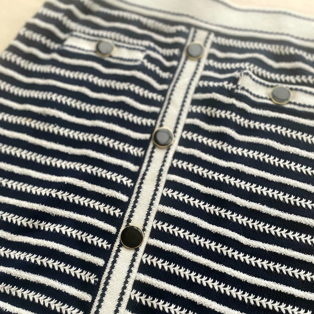 Self-portrait Navy Rope Knit Skirt READY TO WEAR