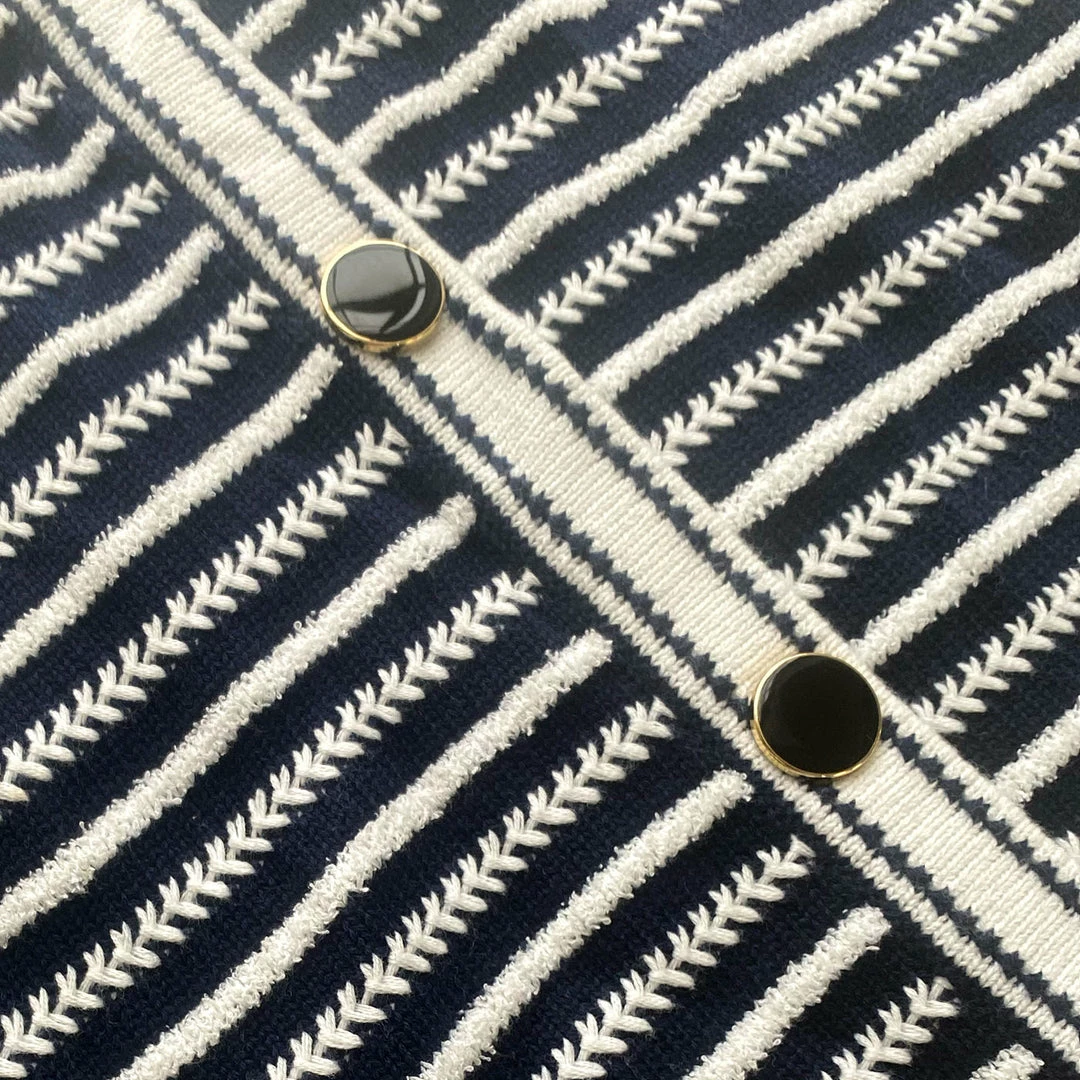 Self-portrait Navy Rope Knit Skirt READY TO WEAR