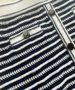 Self-portrait Navy Rope Knit Skirt READY TO WEAR