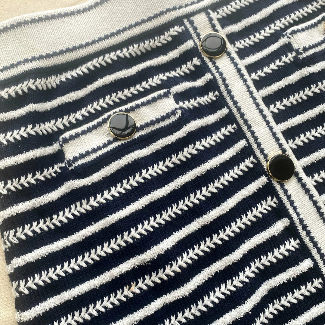 Self-portrait Navy Rope Knit Skirt READY TO WEAR