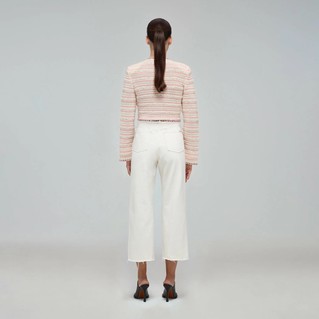 Self-portrait Pastel Multi Stripe Knit Cardigan READY TO WEAR