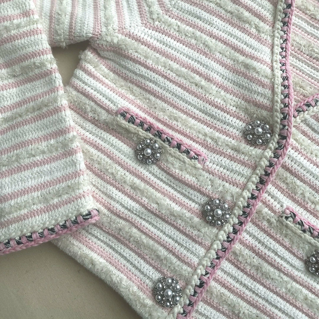 Self-portrait Pastel Multi Stripe Knit Cardigan READY TO WEAR