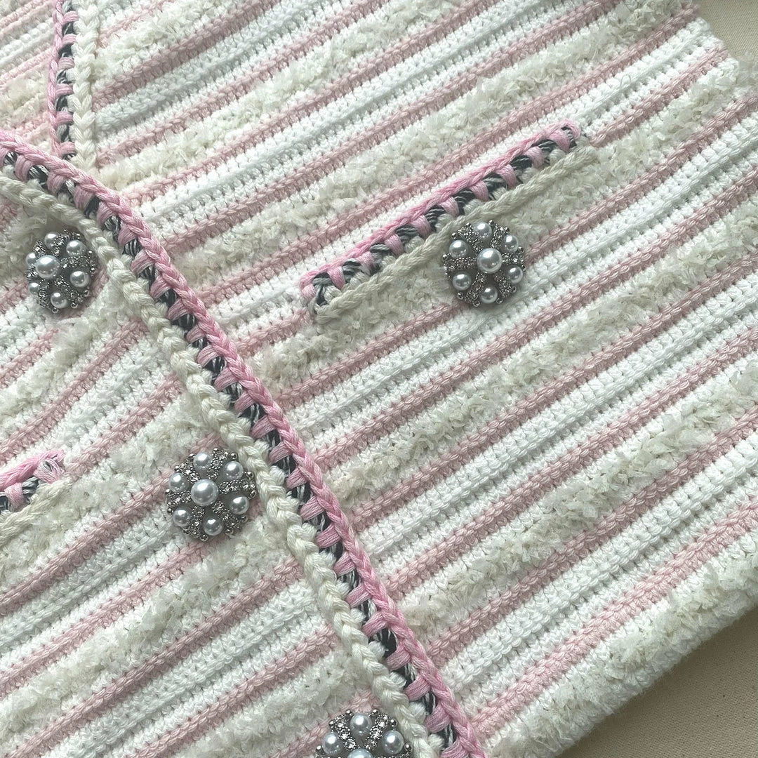 Self-portrait Pastel Multi Stripe Knit Cardigan READY TO WEAR