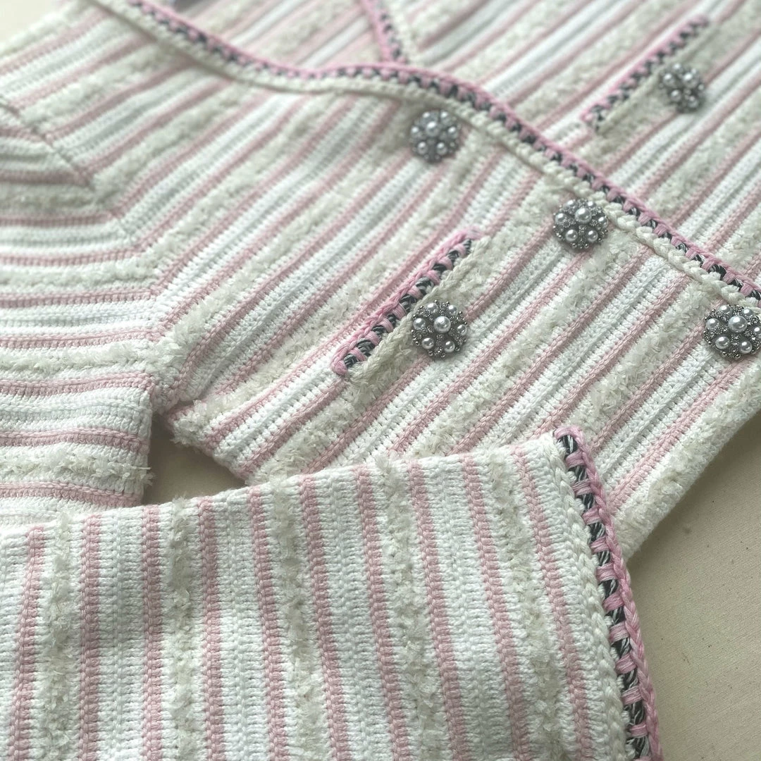Self-portrait Pastel Multi Stripe Knit Cardigan READY TO WEAR