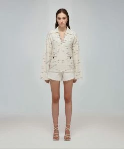 Self-portrait Ivory Contrast Yarn Knit Jumper READY TO WEAR