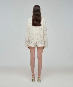 Self-portrait Ivory Contrast Yarn Knit Jumper READY TO WEAR