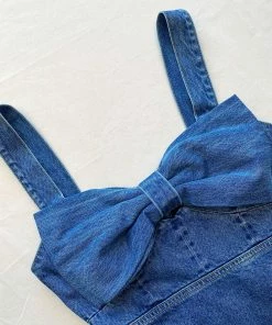 Self-portrait READY TO WEAR Blue Denim Bow Mini Dress