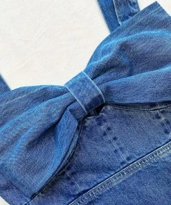 Self-portrait READY TO WEAR Blue Denim Bow Mini Dress