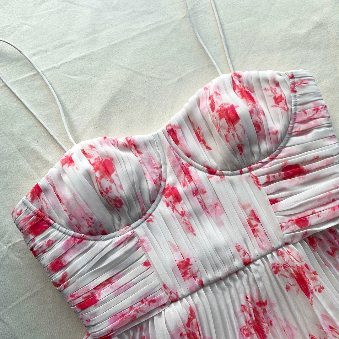 Self-portrait Floral Print Chiffon Tiered Midi Dress