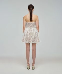 Self-portrait White Floral Guipure Strapless Mini Dress READY TO WEAR