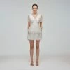 Self-portrait Ivory Blossom Sequin Two Tier Mini Dress