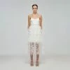 Self-portrait Ivory Blossom Sequin Tiered Midi Dress
