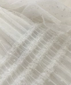 Self-portrait READY TO WEAR White Shirred Dot Mesh Midi Dress