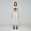 Self-portrait Ivory Contrast Yarn Button Down Cardigan